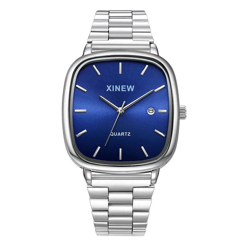Montre Homme XINEW Originale – Quartz avec Date et Bracelet en Acier Inoxydable