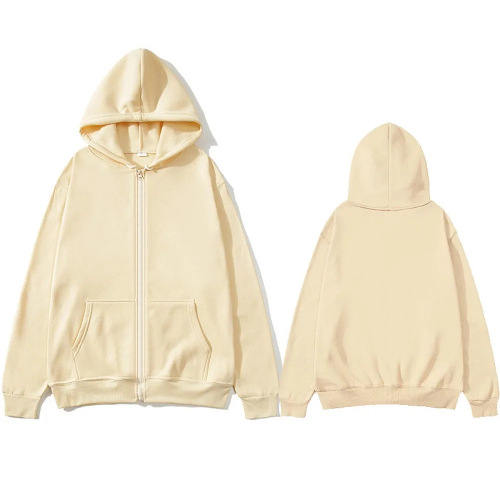 Sweat à Capuche Streetwear Décontracté Noir, Gris et Bleu – Hoodie Zippé Hip-Hop Unisexe Homme/Femme