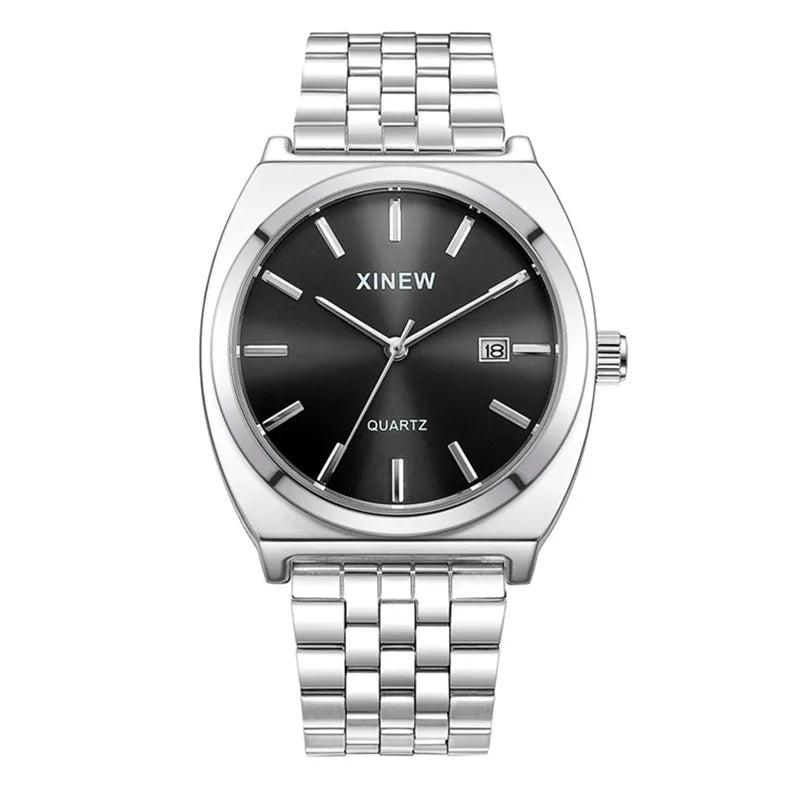 Montre Homme XINEW Originale – Quartz avec Date et Bracelet en Acier Inoxydable