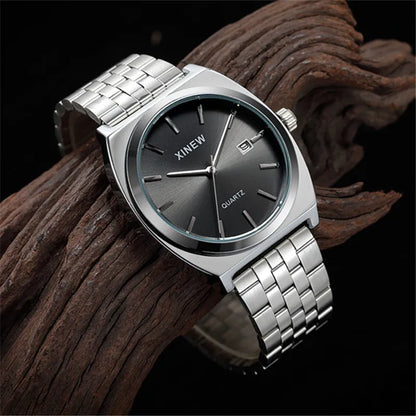 Montre Homme XINEW Originale – Quartz avec Date et Bracelet en Acier Inoxydable
