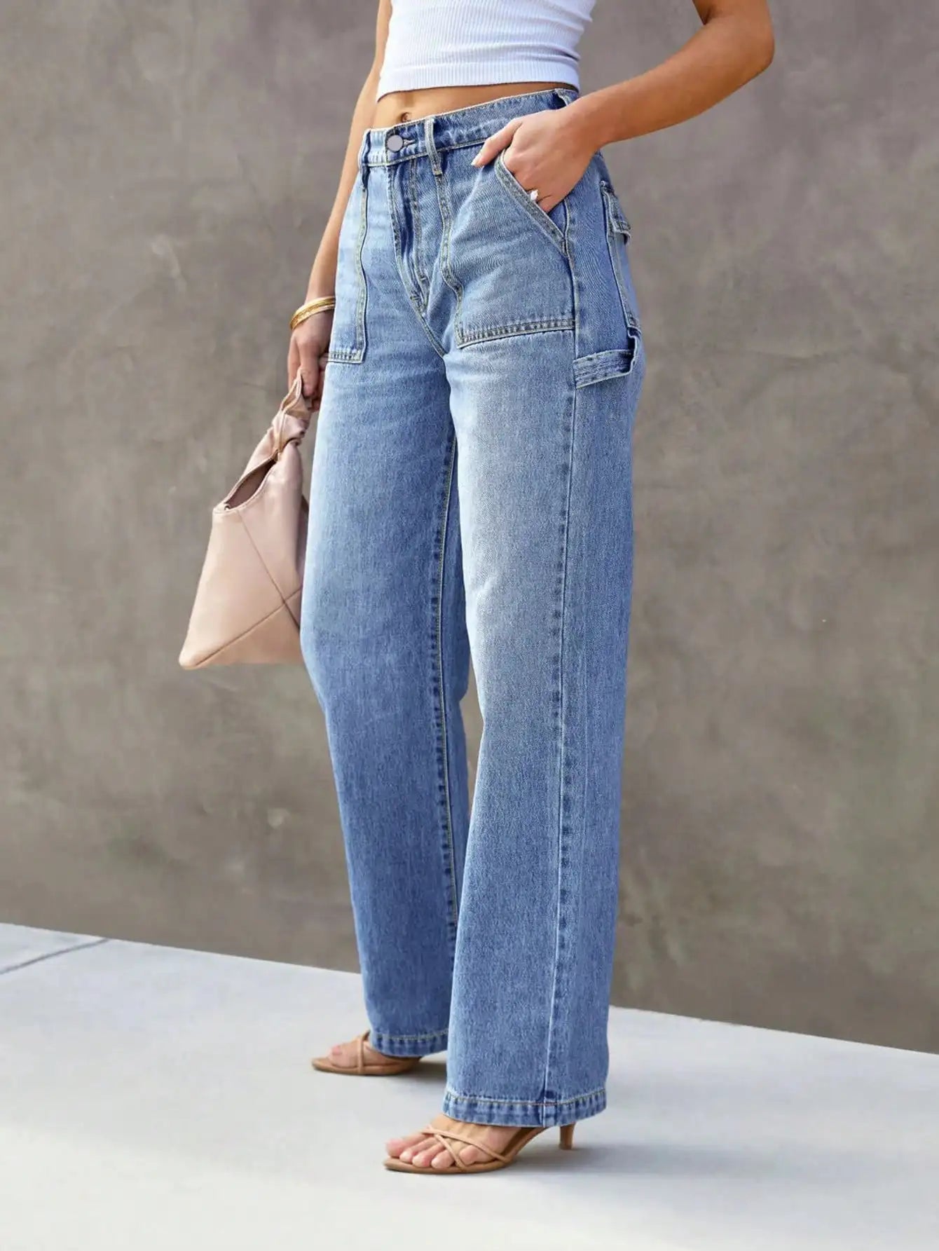 Jean Femme Bleu Clair Coupe Large – Denim Confortable et Tendance