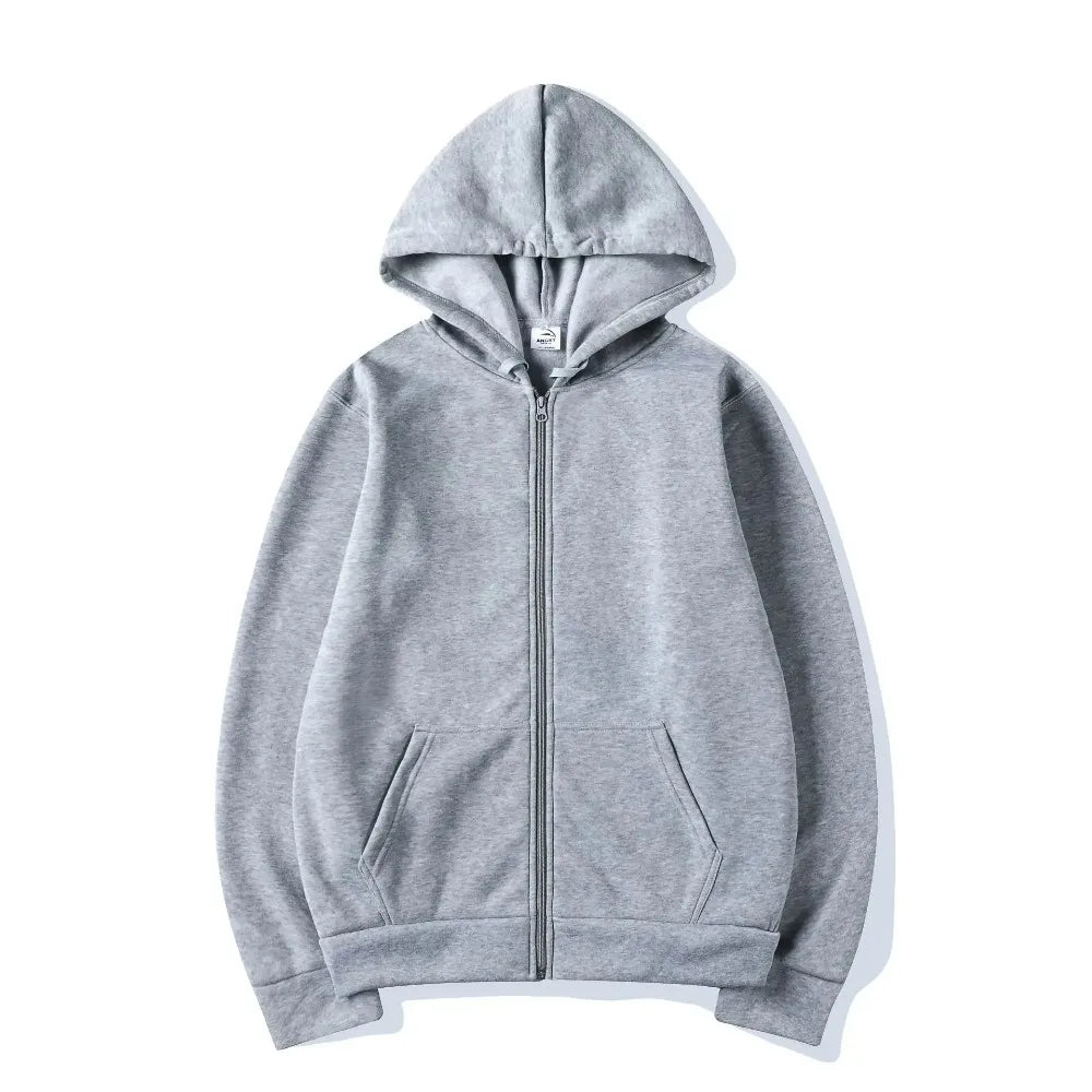 Sweat à Capuche Streetwear Décontracté Noir, Gris et Bleu – Hoodie Zippé Hip-Hop Unisexe Homme/Femme