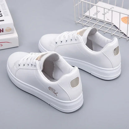 Baskets Femme Blanches en Similicuir – Sneakers Respirantes à Broderies Florales
