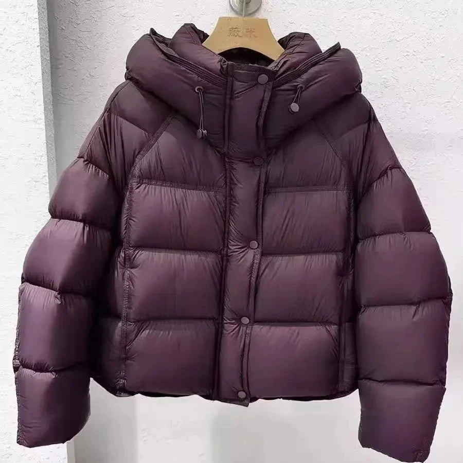 Doudoune Femme Hiver – Veste Courte Chaude à Capuche, Confort et Style Coréen
