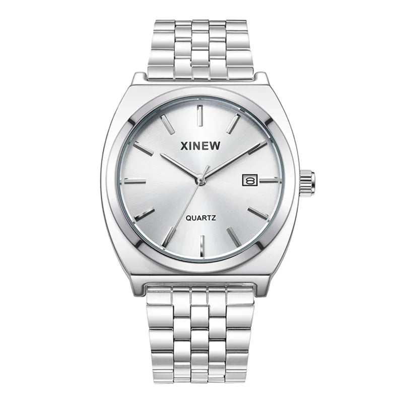 Montre Homme XINEW Originale – Quartz avec Date et Bracelet en Acier Inoxydable