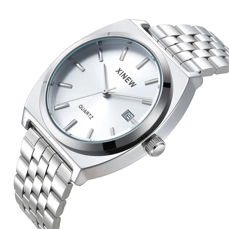 Montre Homme XINEW Originale – Quartz avec Date et Bracelet en Acier Inoxydable