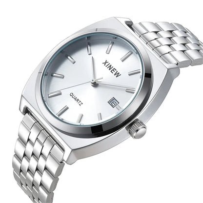 Montre Homme XINEW Originale – Quartz avec Date et Bracelet en Acier Inoxydable