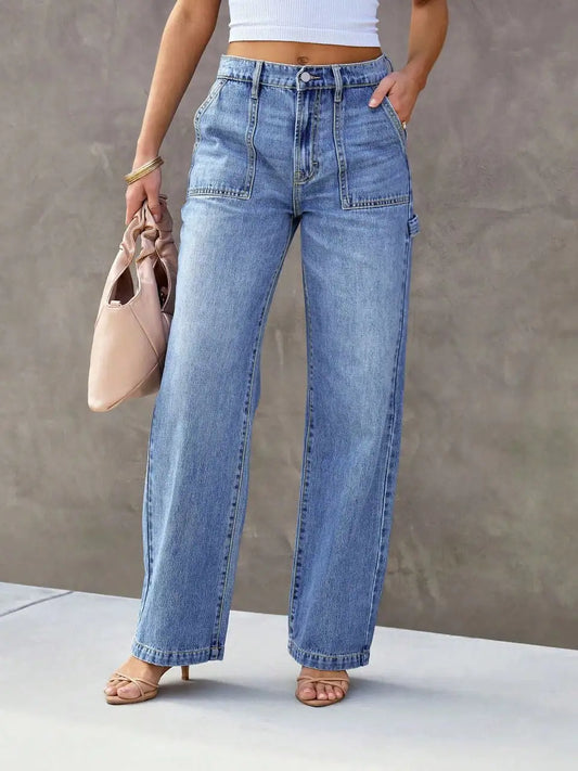 Jean Femme Bleu Clair Coupe Large – Denim Confortable et Tendance